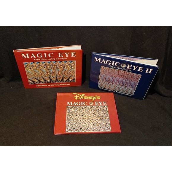 Vintage MAGIC EYE Books I,II & Disney Edition- 3D Illusions SET OF 3 - Picture 1 of 2